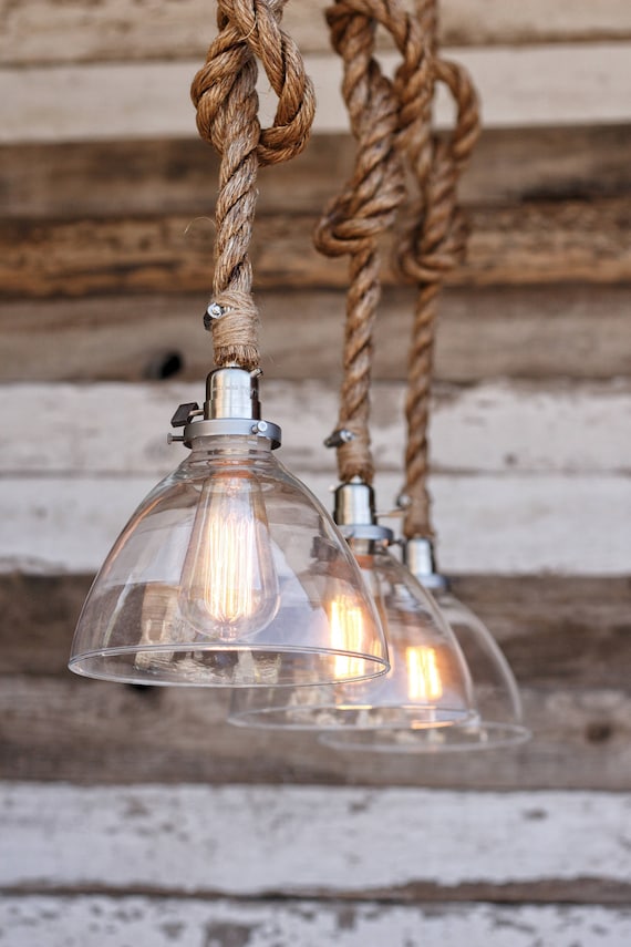 The Snow Pendant Light Industrial Rope Light Fixture Etsy