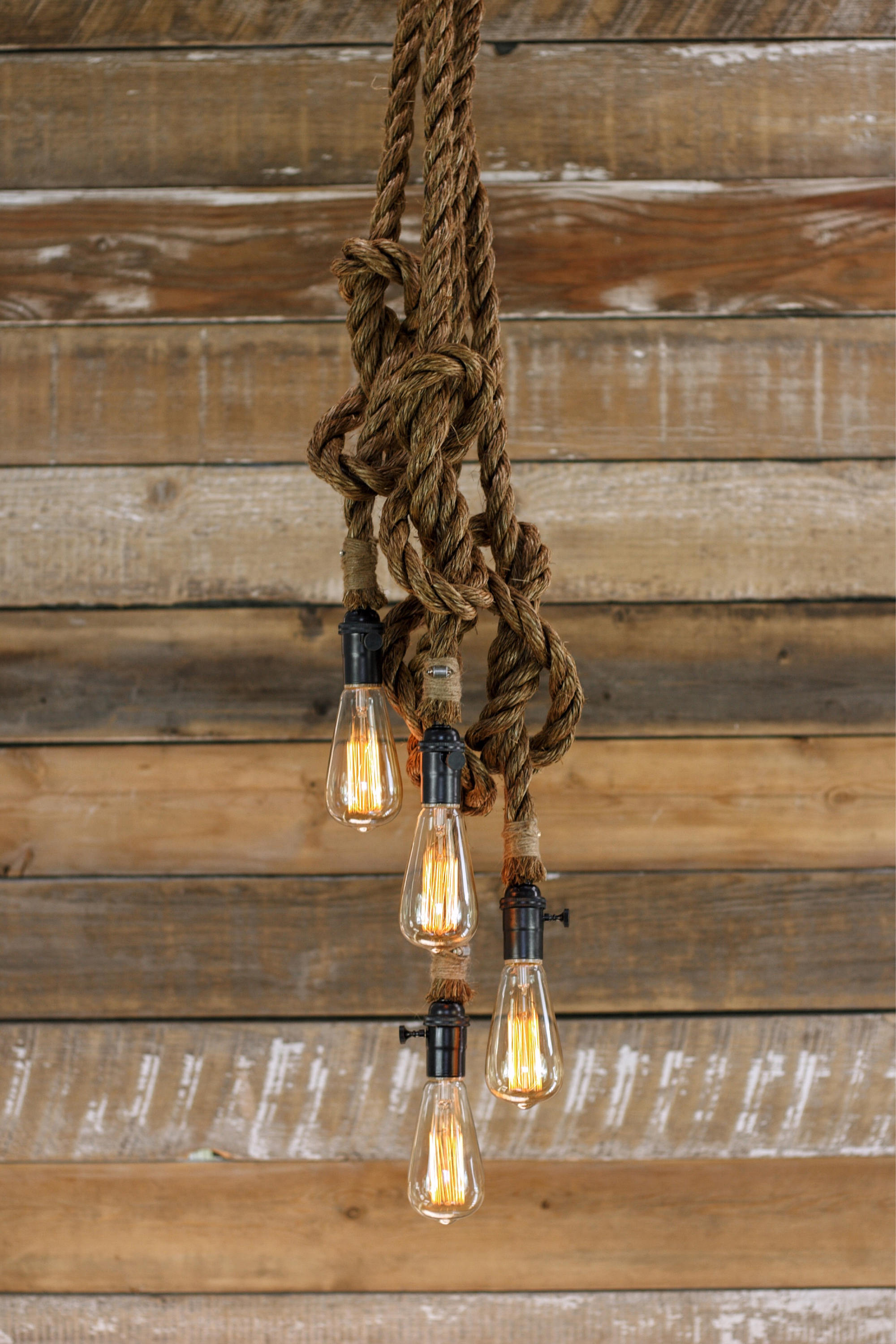 The Hydra Chandelier Industrial Manila Rope Pendant Light Etsy