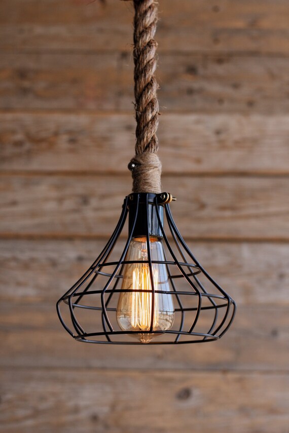 The Crown Pendant Light Rustic Industrial Cage Lighting Etsy