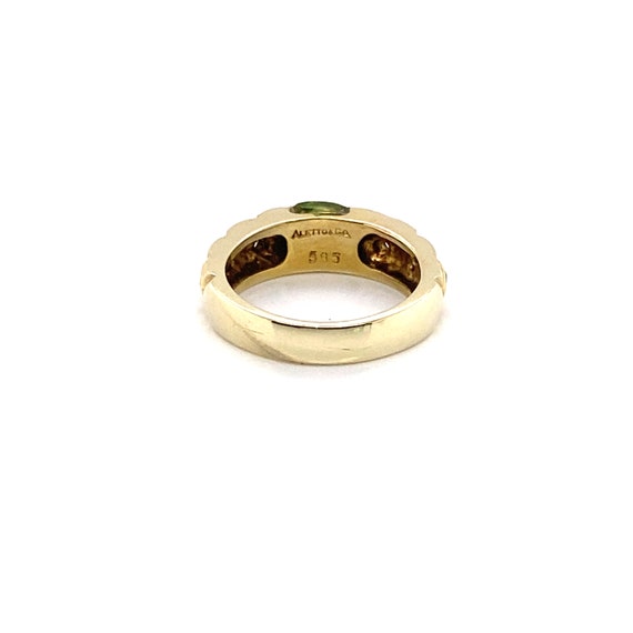 14KY Gold Peridot and Diamond Ring - image 3