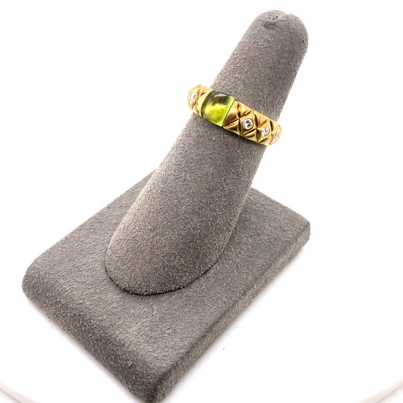 14KY Gold Peridot and Diamond Ring - image 4