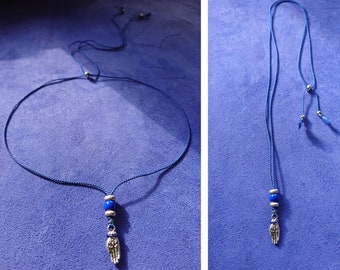 MUDRA dark blue SILK neckpiece / old moroccan lazurite beads / Yoga inspired / adjustable Choker or short strand necklace