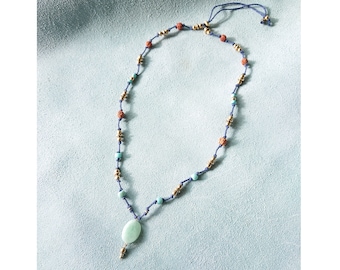 PUSHKAR jade & rudraksha spiritual power necklace