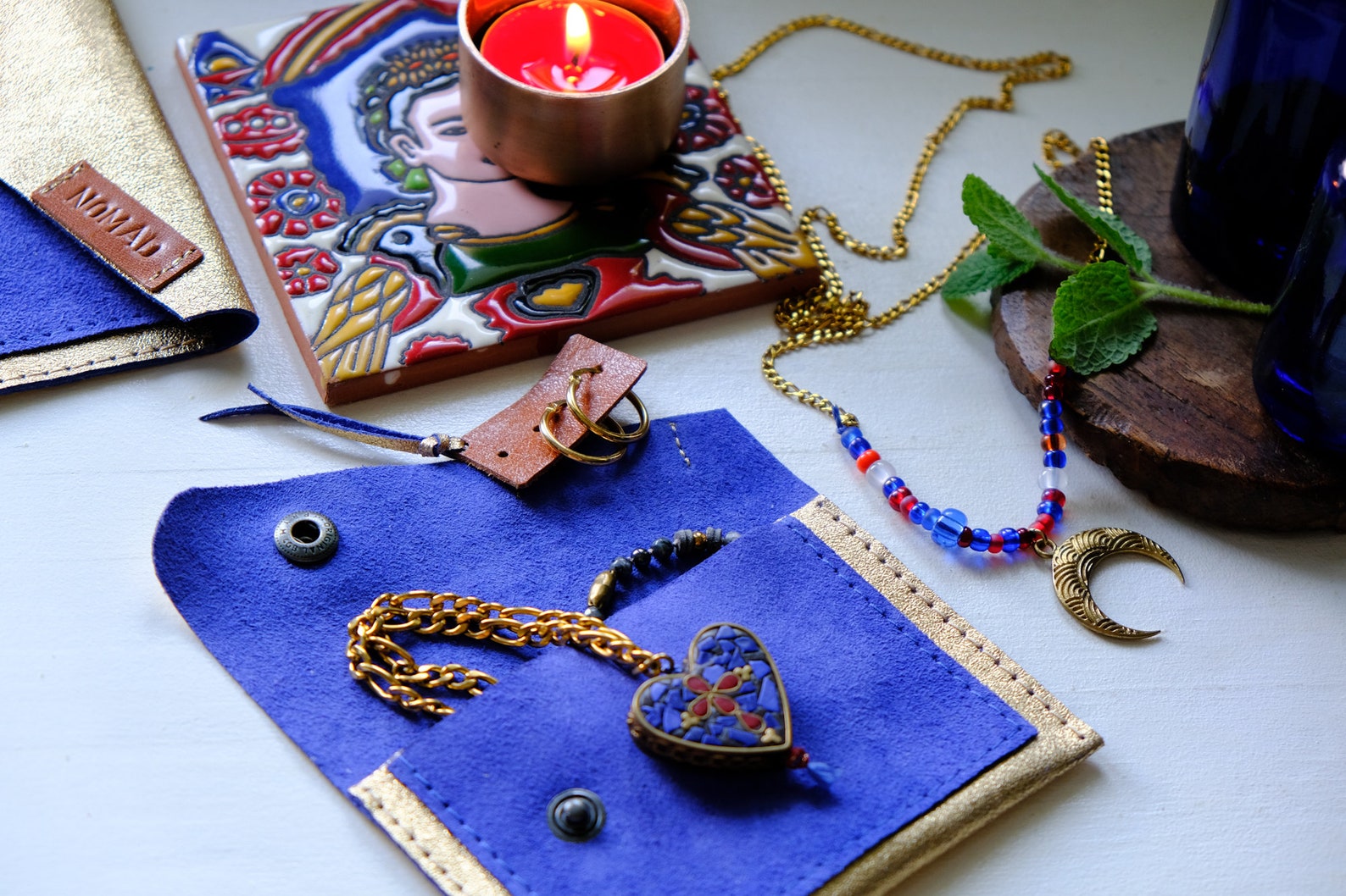 Jewelry Fold Wallet // GOLD & CORNFLOWER / Jewelry Purse Etsy