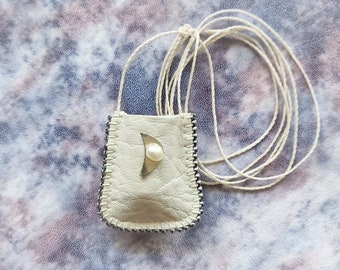 Handcrafted Leather Essential Oil Pouch, Jasmine Aromatherapy Bag, Moon Charm