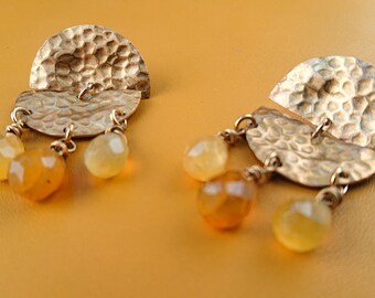 Empire of the Sun * brass earrings with Yellow Opal