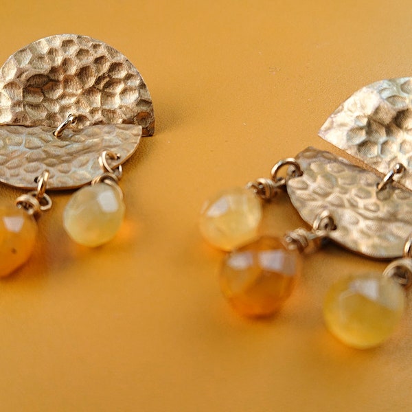 Empire of the Sun * brass earrings with Yellow Opal