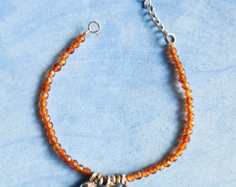KATHAK bracelet  /  bell charms bracelet / Spessartine Garnet