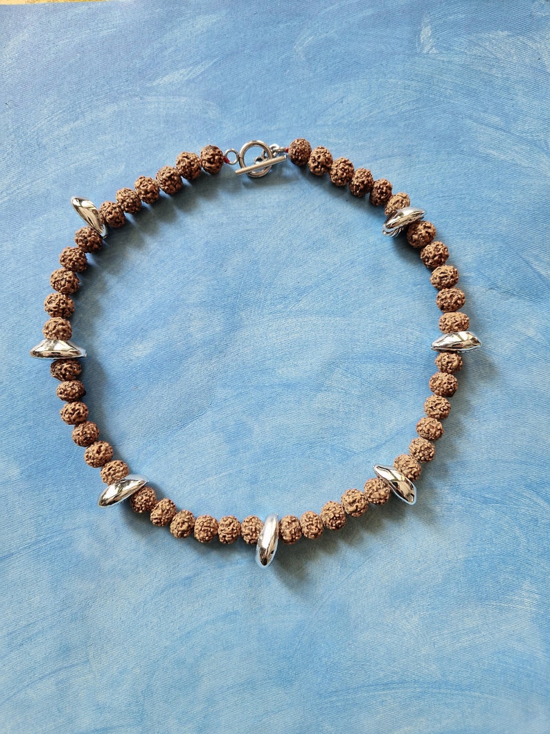 RUDRAKSHA and COWRIE SHELLS short necklace with toggle closure image 1