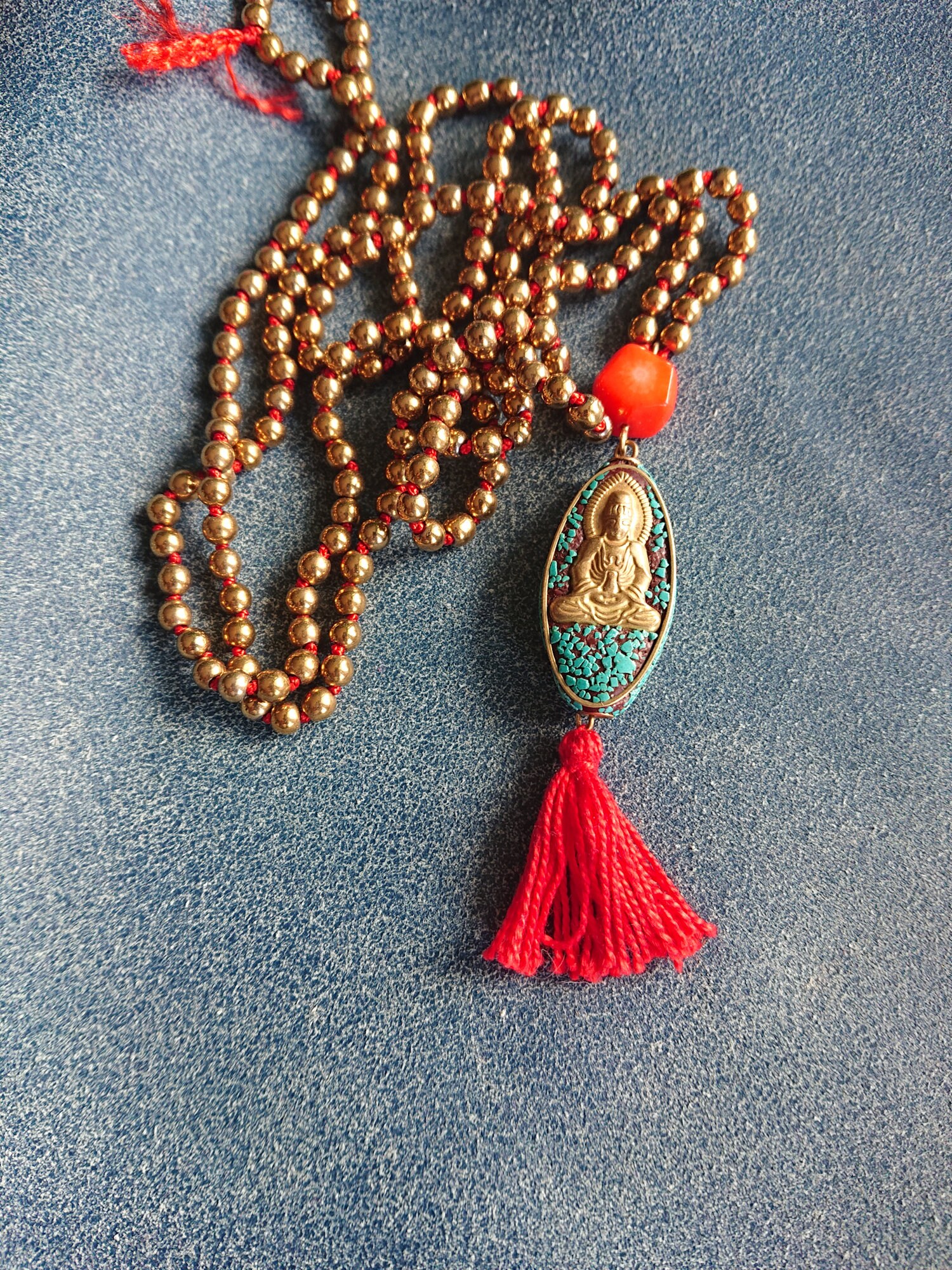 BUDDHA BEADS Long Necklace // 200 Gold Hematite Beads // Etsy