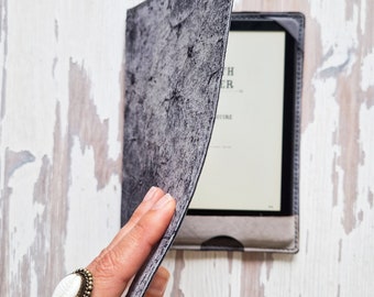 KINDLE PAPERWHITE 6,8" Grey Melange Leather Sleeve / Nomad slim case with elastic band