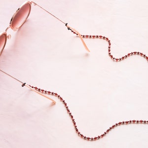 Boho Gemstone Sunglass Chain and Necklace with Charm in one, Carnelian Gemstone and Hematite Rose gold & Copper Duo