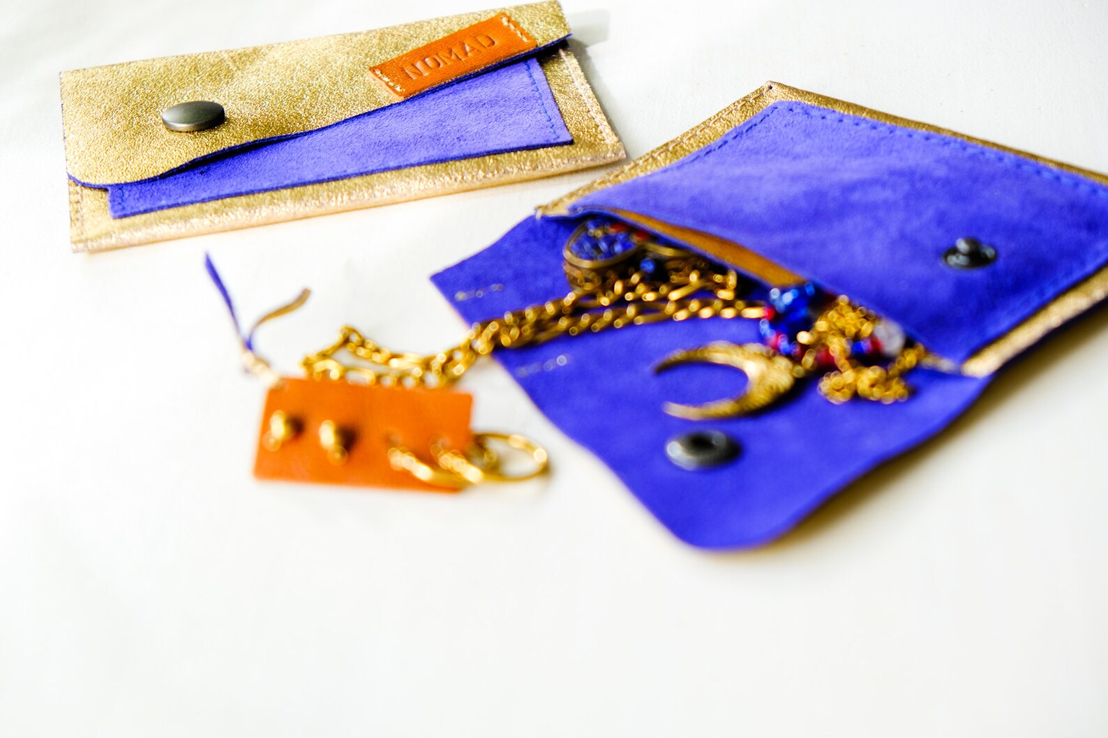 Jewelry Fold Wallet // GOLD & CORNFLOWER / Jewelry Purse Etsy