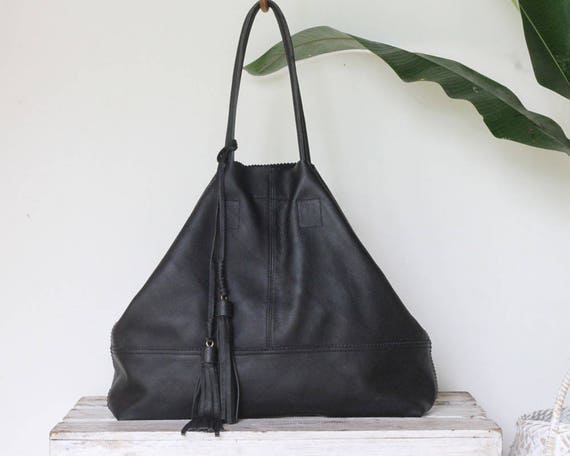 big black leather shoulder bags