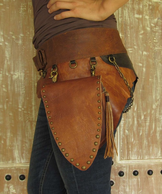 Leather belt bag Fanny pack Leather Utility Belt Bag | Etsy