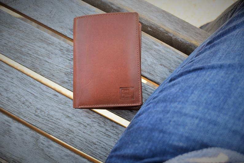 Unisex Tri-Fold Wallet Natural Vegetable Tan Leather Wallet Black/Brown/Deep Rich Tan/Handmade Gift image 1