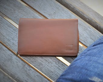 Ladies Women's Clutch/Wallet/Purse Natural Vegetable Tan Leather Black/Brown/Deep Rich Tan/Handmade Gift