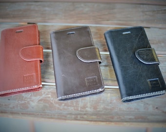Handmade iPhone 6 Plus Case Genuine Real Leather in Rich, Tan, Dark Brown or Black by Ebb & Flow