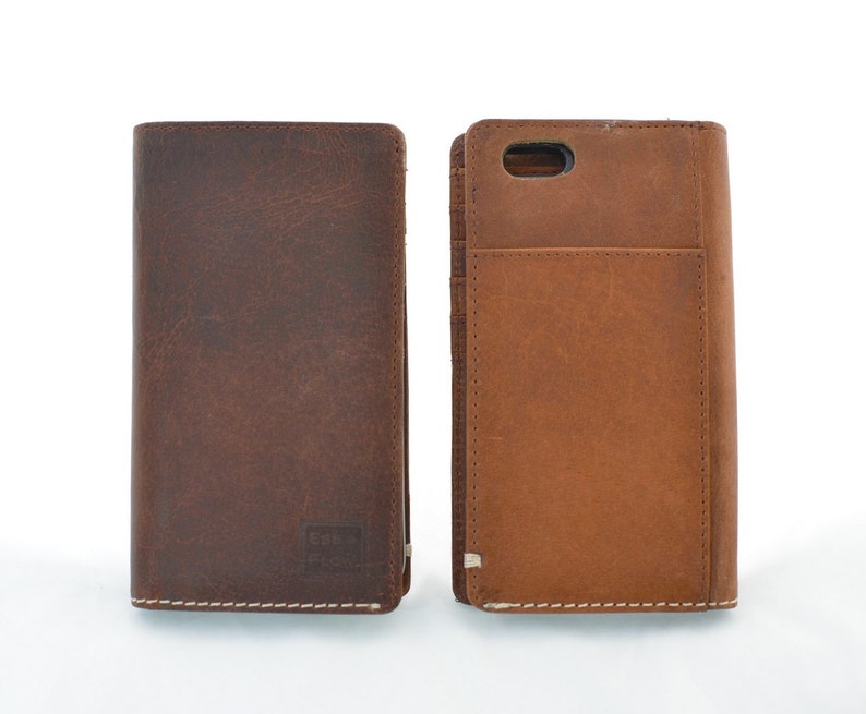 Handmade iPhone 6,7,8 Plus or iPhone XS Max Case Genuine Rustic Real Leather Dark Brown image 4