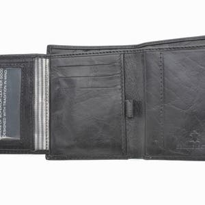 Men's Leather Tri-Fold Wallet Genuine Leather Black and Rich Tan Handmade Leather by Ebb & Flow image 10