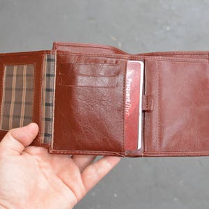 Men's Leather Tri-Fold Wallet Genuine Leather Black and Rich Tan Handmade Leather by Ebb & Flow image 3