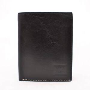 Men's Leather Tri-Fold Wallet Genuine Leather Black and Rich Tan Handmade Leather by Ebb & Flow image 6