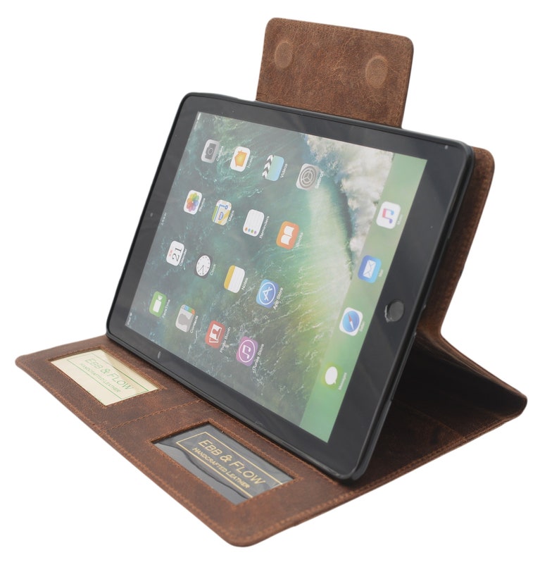 Handmade Rustic iPad Leather Case to fit 4/5/6/7/8/9 Handcrafted Natural Nubuck Genuine Leather Case image 4