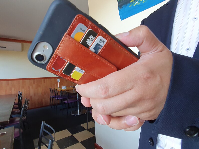 Free Shipping Handmade iPhone 6,7,8 Card Case Genuine Italian Vegetable Leather