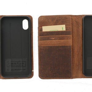 Handmade iPhone 6,7,8 Plus or iPhone XS Max Case Genuine Rustic Real Leather Dark Brown image 10