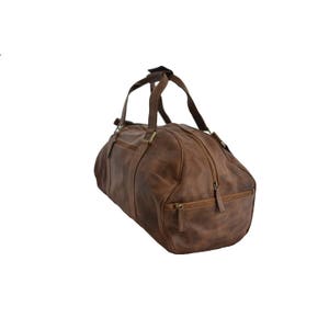 22 Inch Duffle Bag / Overnight Bag / Weekend Bag / Carry On Luggage / Sports Bag Genuine Rustic Real Leather Brown Leather by Ebb Flow image 8