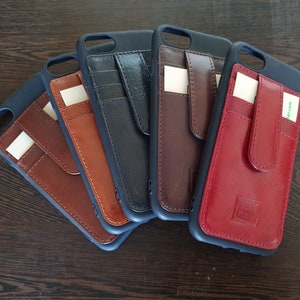 Handgemaakte iPhone 6,7,8, SE Card Case Echt Italiaans plantaardig leer - Gratis Verzending