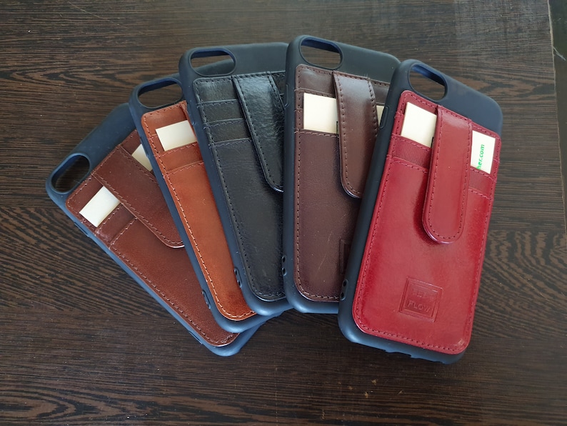 Free Shipping Handmade iPhone 6,7,8 Card Case Genuine Italian Vegetable Leather