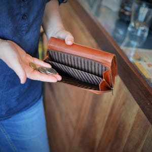 Ladies Women's Clutch/Wallet/Purse Natural Vegetable Tan Leather Black/Brown/Deep Rich Tan/Handmade Gift image 6