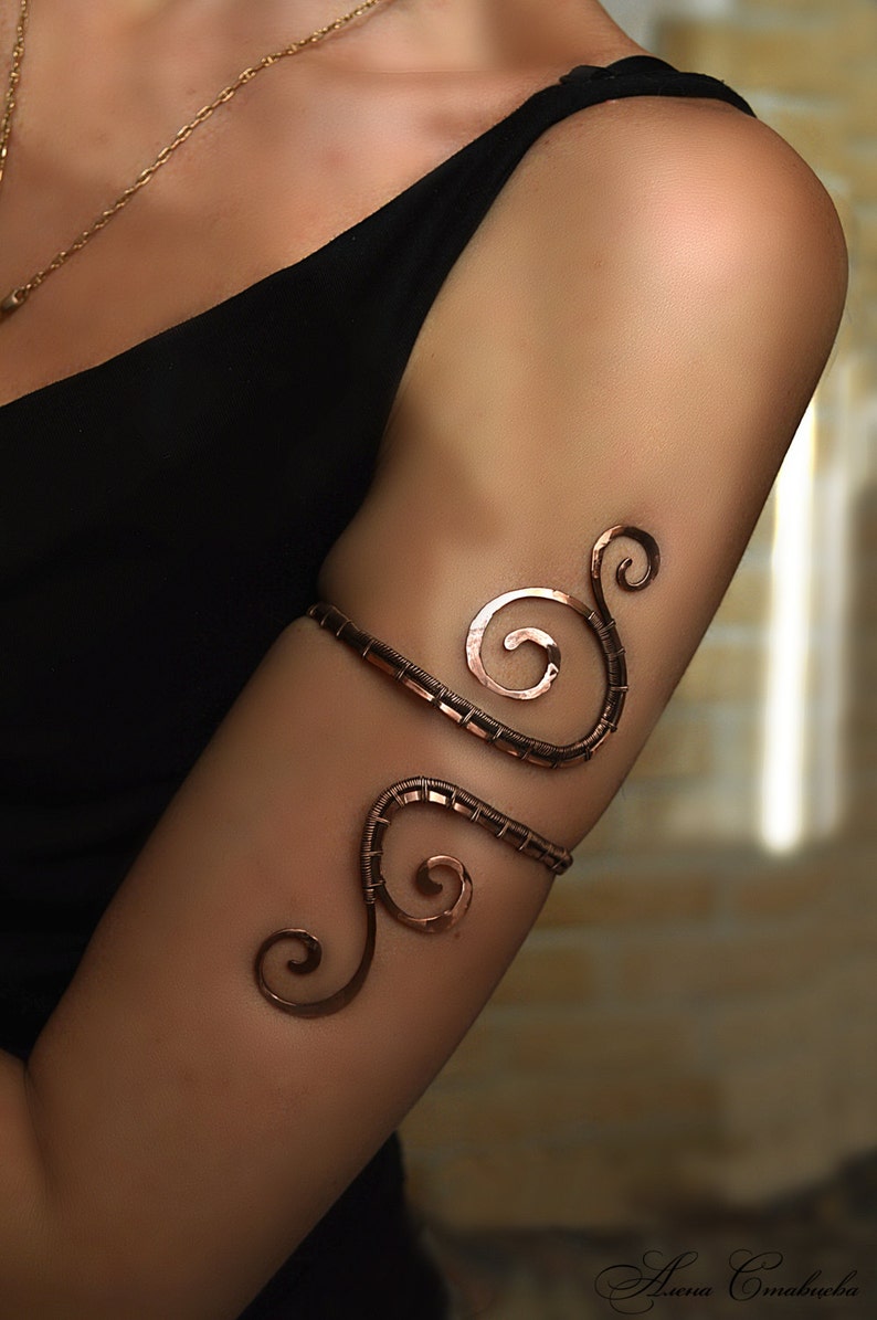 Spiral Upper Arm arm jewelry Bicep Cuff gift for her copper jewelry arm cuff armlet upper arm cuff upper arm bracelet