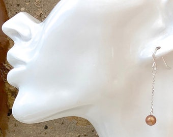 Truly Venusian Edwardian Downton Abbey Art Deco Flapper style Chocolate Cultured Pearls 925 Sterling Silver Dropper Earrings
