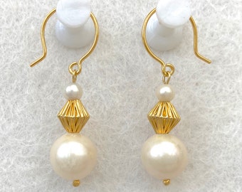 Edwardian Art Deco style Freshwater Pearl Dropper Earrings - Truly Venusian