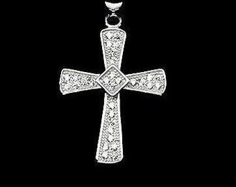 Edwardian Art Deco style Downton Abbey Era Ornate Cross Pendant & Crystal Rosary style Chain Necklace - Truly Venusian