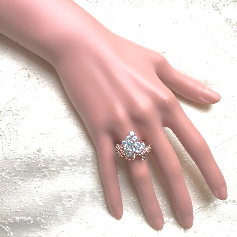 USA 7, UK O Baroque Versailles Marie Antoinette 14k Rose Gold Vermeil Topaz Grapes /& Vine Leaves Ring Truly Venusian