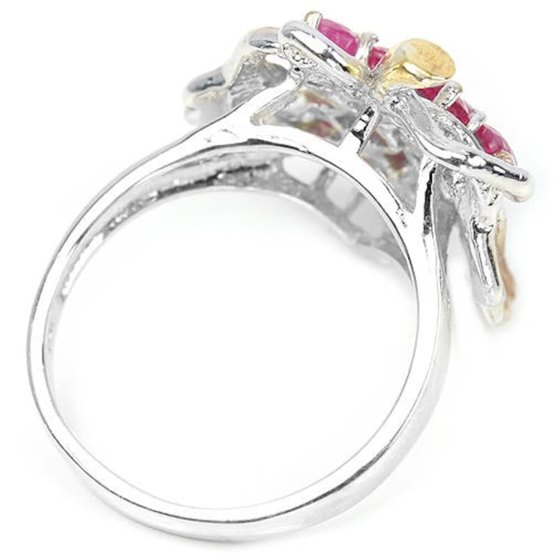 Baroque Versailles Marie Antoinette 14k White Yellow /& Rose Gold Vermeil Ruby Grapes and Vine Leaves Ring USA 8, UK Q Truly Venusian