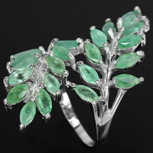 Roman Empress style Emerald Laurel Wreath Bypass Foliate Leaf Leaves Spray Ring (USA 7.5, UK P) - Truly Venusian