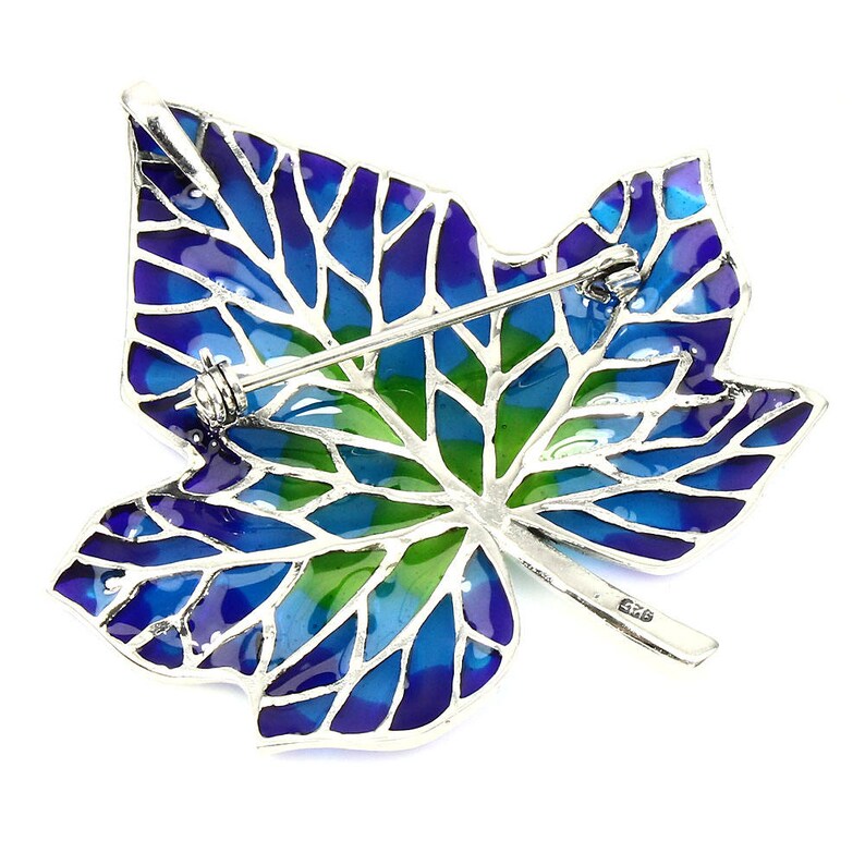 Truly Venusian Edwardian Downton Abbey era 925 Sterling Silver plique-a-jour Enamel Art Nouveau style Foliate Leaf Brooch /& Pendant