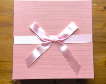 Luxury Pink Cardboard & Ribbon Tiffany Bow style Collarette Necklace Jewellery Set Presentation Gift Boxes - Truly Venusian