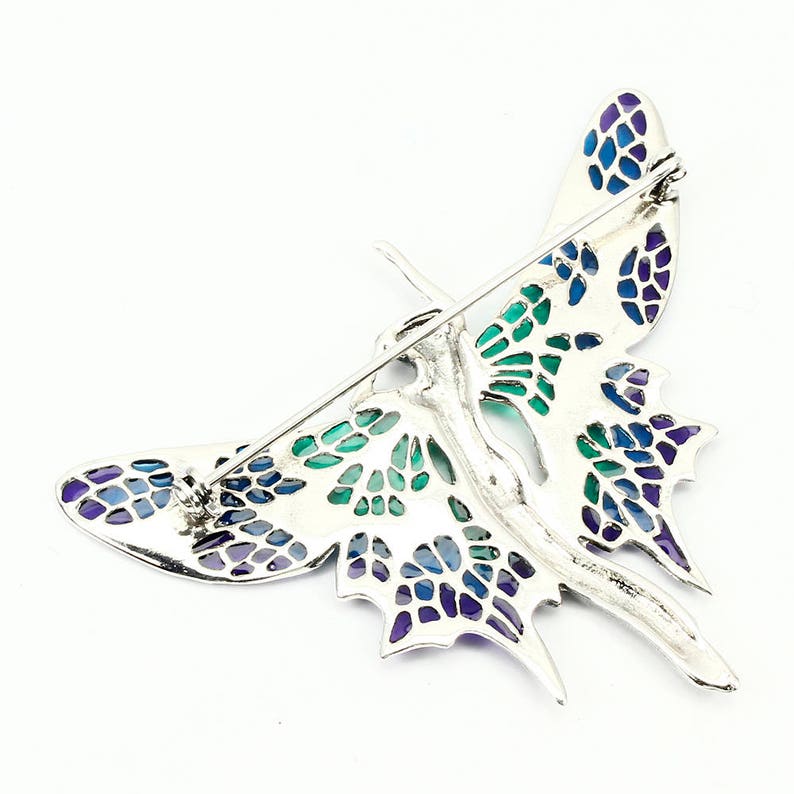 Truly Venusian Edwardian Downton Abbey Jewelry 925 Sterling Silver Marcasite Art Nouveau plique-a-jour Enamel Cottingley Fairy Brooch