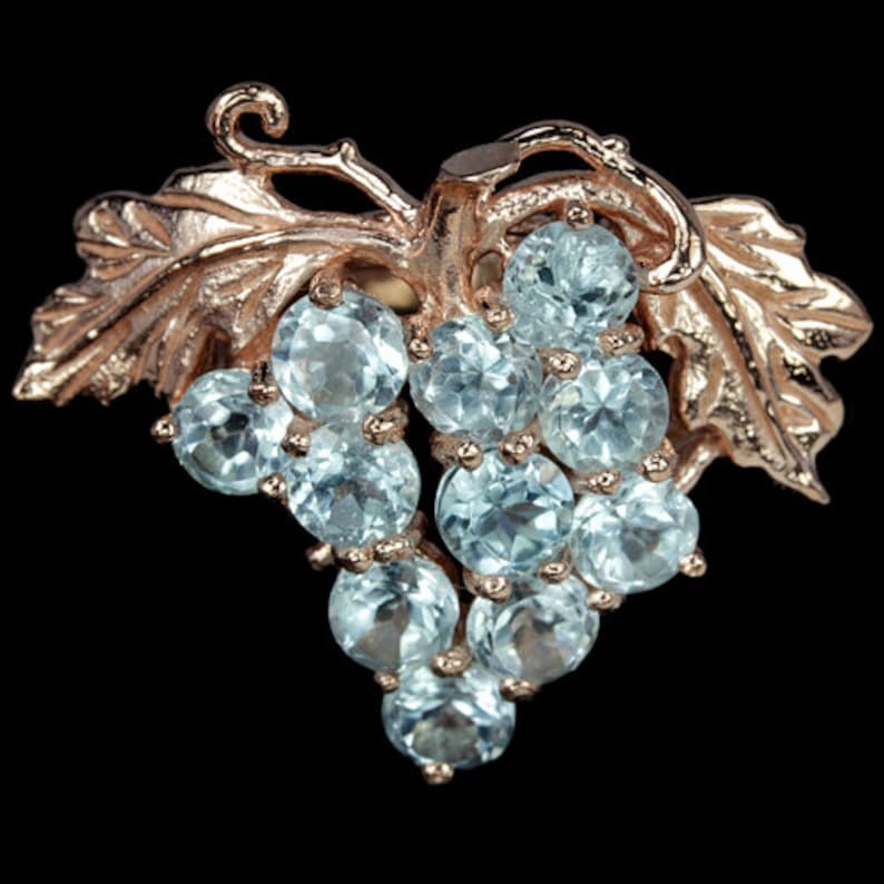 USA 7, UK O Baroque Versailles Marie Antoinette 14k Rose Gold Vermeil Topaz Grapes /& Vine Leaves Ring Truly Venusian