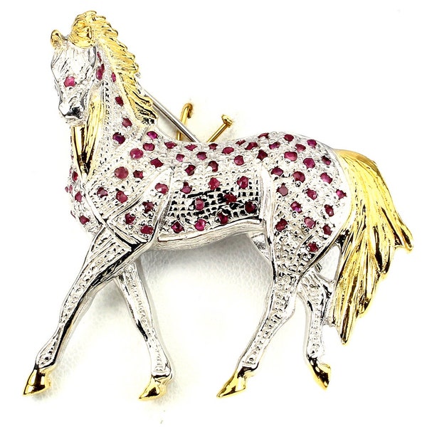 Queen Elizabeth II Tribute Royal Ascot theme Ruby Equestrian Horse design Brooch - Truly Venusian