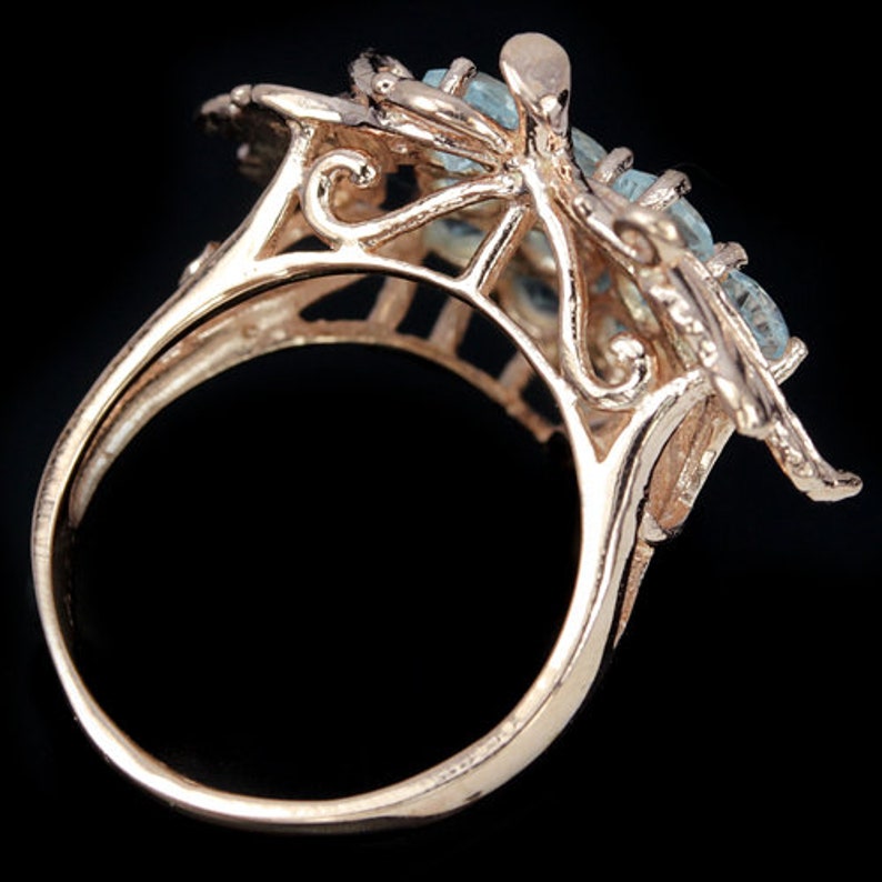 USA 7, UK O Baroque Versailles Marie Antoinette 14k Rose Gold Vermeil Topaz Grapes /& Vine Leaves Ring Truly Venusian