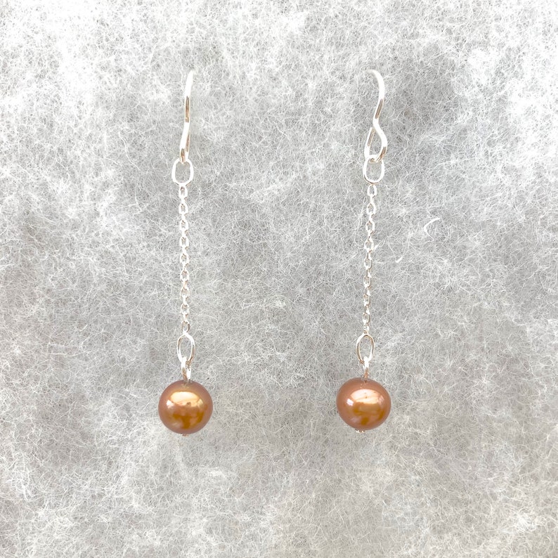 Truly Venusian Edwardian Downton Abbey Art Deco Flapper style Chocolate Cultured Pearls 925 Sterling Silver Dropper Earrings
