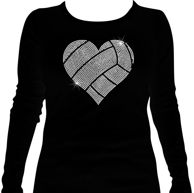 Rhinestone Volleyball Heart Shirt Lots of Bling Great Gift. Etsy