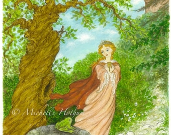 Froschkönig (Le prince grenouille). Impression d'art signée de mon illustration originale.