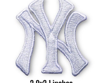 Yankees Small NY Small 5.0x5.5 cm White Embroidered Patch Iron On,Sewing on Clothes.